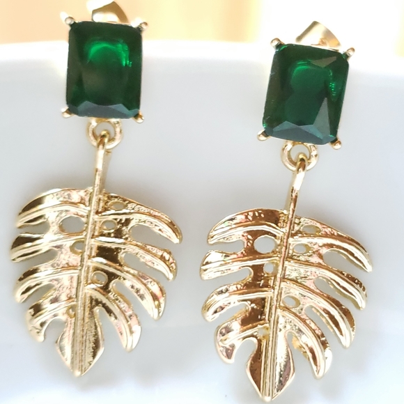 Anthropologie Jewelry - Monstera Gold Leaf Earrings